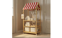 Solid Wood Wooden Book and Toy Display Child-Friendly Design Pretend Play Market Stand Encourages Tidying Market Stall Toy Shelf Develops Creativity for Toddlers, Playroom, Nursery