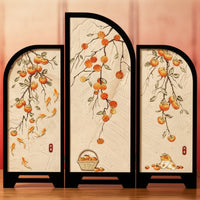Tabletop Desktop Screen with Arched Panels Foldable Three-Panel Folding Screen Compact for Cabinet