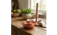 Wok Pan with Wooden Handle Round-Bottom Chinese Cooking Pot Pot with Wooden Handle Traditional Copper Wok Compact for Home Cooks