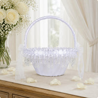 Flower Girl Basket Decorative Tassel Event Decor Sturdy Handle for Ceremony