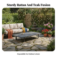 3 Pieces Weather-Resistant 2-Chair and Table Set Wooden Frame outsidedoor Furnishing Woven posteriorrest Lounge Seating Soft pads for Homeowners, duos, Adults, Garden, Balcony, Terrace, posterioryard