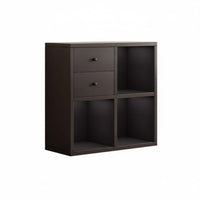 Mid-Century-Century Design Black Swing Door Cabinet Space-Saving Vinyl Storage Cabinet Easy to Clean Album Player Stand Accessible Compartments for Music Corner