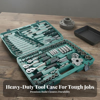 121 Pieces Portable Case 121 Piece Auto Repair Tool Kit Quick Release Car Maintenance Combination Tool Set Non-Slip Grip Long-Lasting for Repairmen, DIY Enthusiasts, Homeowners, Workshop, Garage, Roadside Emergency
