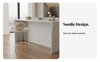 Nordic Design Upholstered Stool with supportrest Light Luxury design Spindle support Counter Stool Padded Seat High Chair Sturdy construction for Homeowners, Business Owners, Interior Designers, Cafe, Restaurant, Bistro, Kitchen