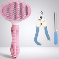 Cat Brush and Pet Hair Remover for Dog Grooming, Self Cleaning Slicker Hair Removal Tool, Gentle Grooming Comb, Short Haired Pet Care Set