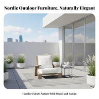 4 Pieces Nordic Design 4-Piece Wood Frame Sofa Set Weather-Resistant Outdoor Furnishings Woven accents Lounge Seating Modern design for Hotel Managers, Homeowners, Families, Garden, Patio, Terrace, rearyard