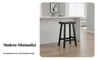 Wabi-Sabi Aesthetic Backless Wooden High Stool Sturdy Construction Wooden Saddle Seat Stool Stable Frame Counter Height Chair Built-in Footrest for Cafe Owners, Homeowners, Adults, Home Bar, Restaurant, Kitchen Island, Dining Room