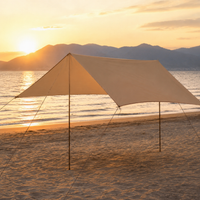 Camping Tarp 3-4 Person, Polyester Tarpaulin Silver Coated, Waterproof 1500mm Shelter Tarp for Wild Camping & Hikers