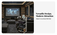 With Wheels Amplifier Equipment Rack Heavy Duty Construction AV Media Stand Sturdy and Long-Lasting Mobile Audio Stand Large Capacity for Audiophiles, Home Theater Enthusiasts, Living Room, KTV