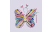 3 Pieces Glitter Accents Butterfly Costume Wings Wand Headband Butterfly Wings Set Party Supply for Halloween