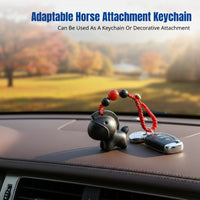 Ebony Horse Ornament, Black Horse Keychain, Handmade Car Hanging Decoration, Lucky Car Mirror Charm, Phone Bag Decoration