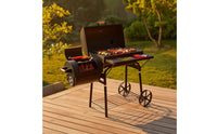 Barrel Grill with Side Smoker Outdoor Briquette-Fueled Barbecue with Smoker Multi-Functional Grill with Warming Rack for Grilling Enthusiasts