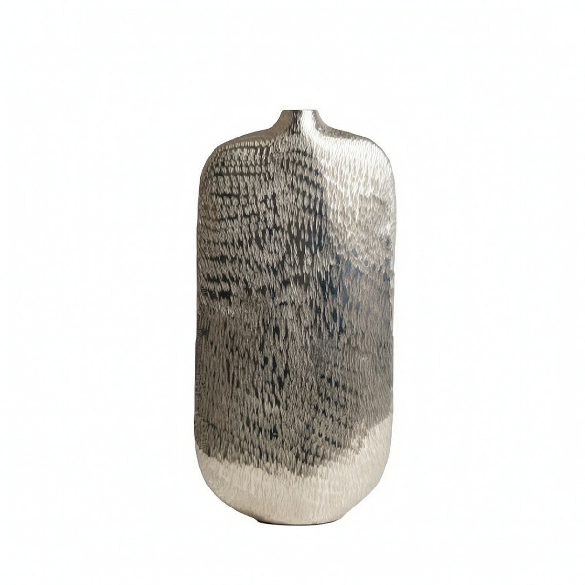 Aluminum Vase Ribbed Silver Vase Abstract Flower Holder for Decorators, Entryway, Hotel