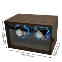 Double Two-Slot Watch Winder Wood-Grain Watch Winder Box Quiet Silent for Nightstand