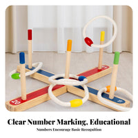 Rope Rings Peg Hoop Game Colored Strips Wooden Hoop Toss Board for Children