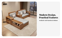 Wooden Frame Sofa with Drawers New Chinese design aesthetic sectional Storage Sofa Modern Minimalist living area design Room Furniture for Homeowners, Home, Lounge Area
