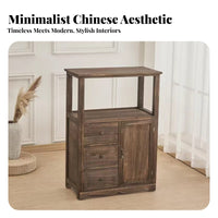 sturdy Wood Construction Multi-Tier beverage Stand Chinese visual appeal & appearance Storage Cabinet Fully Assembled Side Table Easy Assembly for Apartment Dwellers, residents, Students, Living Room, Home Corner, Small areas, Entryway