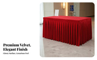 Thickened Material Conference Table Cover Long-Lasting Fitted Velvet Tablecloth Long-Lasting Pleated Table Skirt Soft Feel for Hotel Personnel, Away Ice Managers, Party Hosts