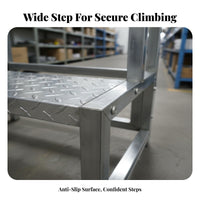 Industrial Step Ladder Non-Slip Steps Stage Step Ladder Reinforced Structure Heavy Duty Metal Steps for Shopkeepers, Painters, Stockroom, Garage