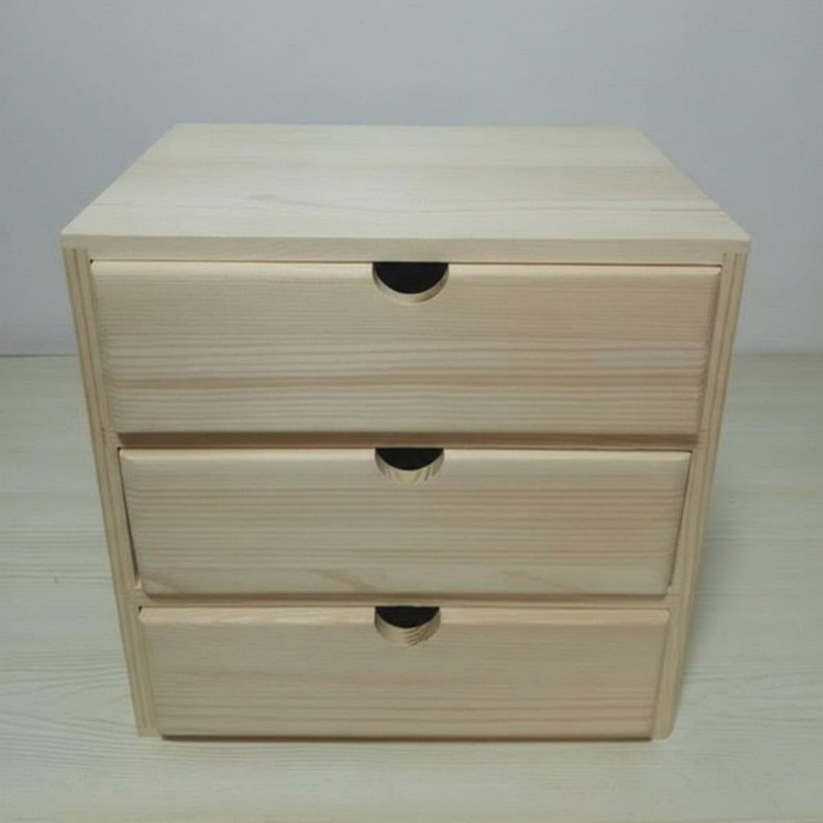 Multi-Layer Design 3-Tier Mini Chest Compact Desktop Storage Handle-Less Drawers Drawer Unit Vintage Look for Makeup Users, Office Workers, Students, Vanity, Dressing Table, Countertop, Study Room