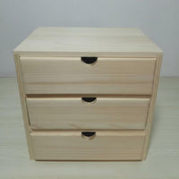 Multi-Layer Design 3-Tier Mini Chest Compact Desktop Storage Handle-Less Drawers Drawer Unit Vintage Look for Makeup Users, Office Workers, Students, Vanity, Dressing Table, Countertop, Study Room