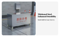 Stainless Steel Fire Sand Bin Heavy-Duty Casters Fire Fighting Sandbox Resistant Mobile Sand Storage Box for Factory, Workshop, Warehouse