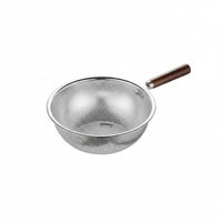 Stainless Steel Skimmer Oil Filtering Colander Skimmer Easy to Drain Wood Handle Colander for Frying, Cooking