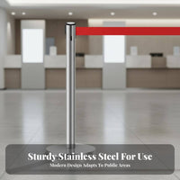Anti-Slip Base Retractable Belt Stanchion Heavy-Duty Stainless Steel Queue Post Long-Lasting Queue Line Pole Flexible Configuration for Security Personnel, Venue Managers, Business Owners, Airports, Hotels, Exhibition Halls, Retail Shop S