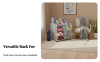 Exercise Mat Storage Rack With Wheels Rolling Fitness Storage Rack Portable Rolling Fitness Equipment Cart for Living Room