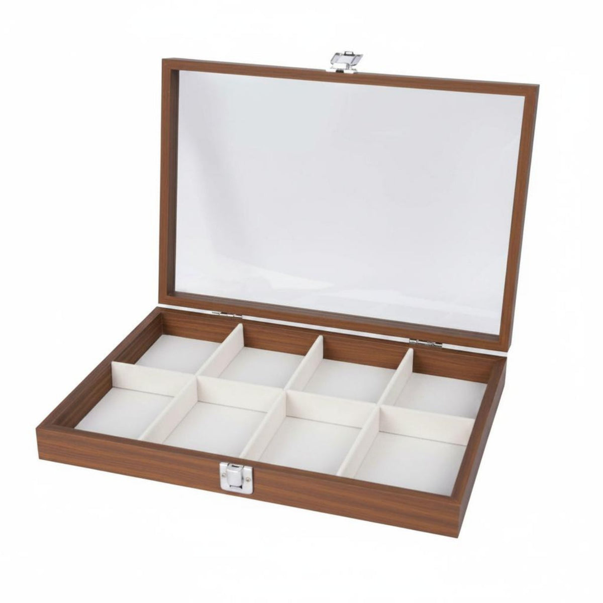Multiple Compartments Wooden Jewelry Box Wood Grain Finish Compartment Jewelry Box Dust Protection Personal Storage Velvet Velvet-Lined Interior for Dresser, Vanity, Bedroom