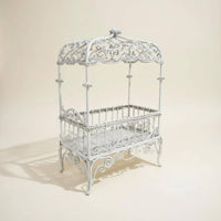Dollhouse Birdcage Model European Design Miniature Birdcage Stand DIY Project Miniature Wrought Iron Bed for Collectors, Hobbyists, Diorama