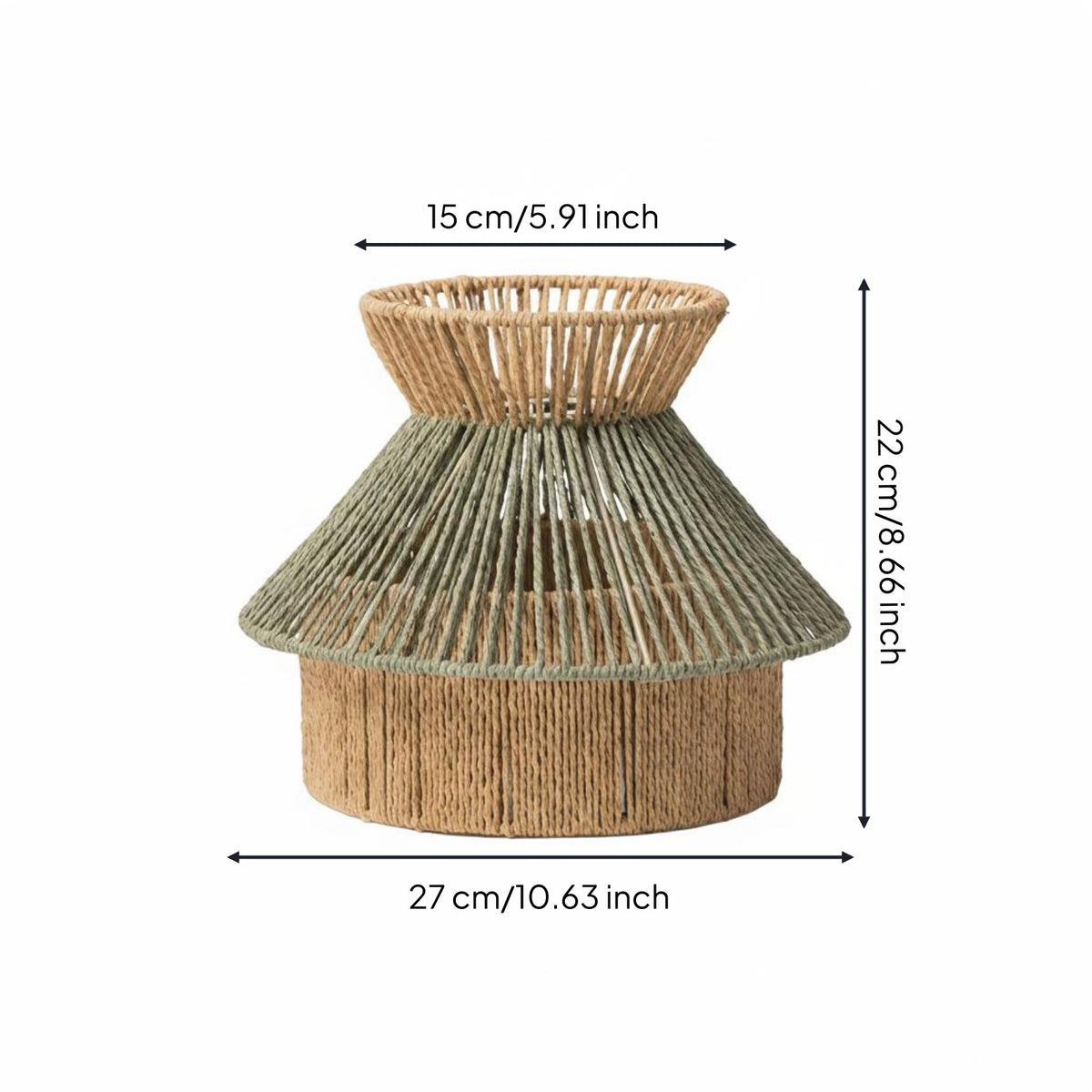 Woven Paper Rope Lampshade Handwoven Design Tiered Lampshade Pastoral Atmosphere Bohemian Pendant Shade for Kids, Nursery, Bedroom