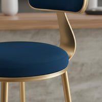 Upholstered Bar Stool with Backrest Light Elegant Design Gold Metal Frame High Stool Modern Kitchen Island Chair for Cafe, Reception Desk