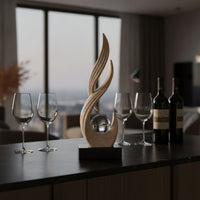 Modern Abstract Sculpture Contemporary Resin Ornament Sculpted Sculpture with Sphere Upward-Flowing for Home Decorators, Art Collectors, Wine Cabinet, Display Shelf, Living Room