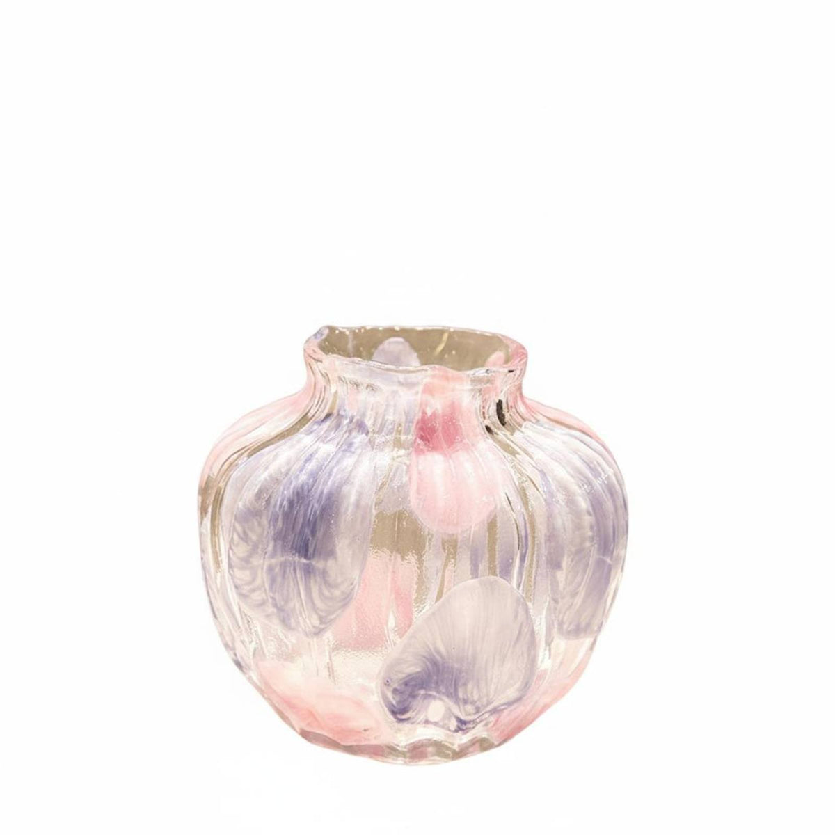 Handmade Spotted Glass Vase Unique Pattern Ribbed Glass Flower Vase Elegant Decor House Decoration Italian Design for Office