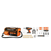 Matching Tools Pretend Play Tool Set Black and Orange Toy Tool Set Realistic Pretend Repair Kit Educational for Children