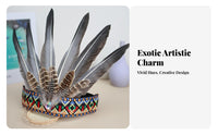 Feather Headdress Feathers Ethnic Feather Headpiece Handmade Bohemian Hair Accessory for Artists, Adults, Themed Events, Festivals, Cosplay