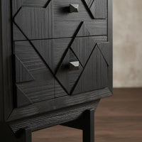 Geometric Drawer Nightstand Fully Assembled Two-Drawer Nightstand Square Pull Handles Bedside Table