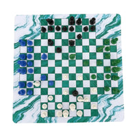 Marble-Style Four-Player Chess Set Easy to Carry Chess Set with Mat Sturdy High Quality for Families, Gatherings