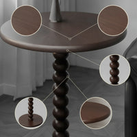 Round Side Table Deep Brown Round End Table Compact Nightstand for Living Room, Bedroom