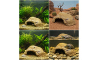 Mineral Retreat with Terrace Resin Reptile Cave Realistic Reptile Hide Cave for Reptiles, Turtles, Aquarium