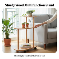 Ladderdesign 3-Tier Rolling Plant Stand Multitier Design 3-Tier Rolling Rack Multifunctional Display Shelf Floor-Standing for Gardeners, Homeowners, Apartment Dwellers, Balcony, Living Room, Corner Space, panoramic view area Side