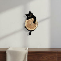 Cartoon Feline Timepiece Clock Quiet Feline Timepiece Clock Creative Design House Decoration for Bedroom