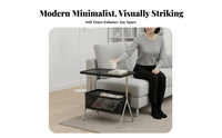 Modern Minimalist design C-Shaped End Table Space-Saving Design Nightstand Multi-Functional Household Furniture 2-Tier Storage for Apartment Dwellers, Remote Workers, Living Room, Next to Couch, Small Spaces, Home Office