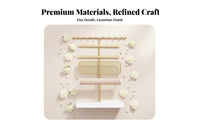 Necklace and Earring Holder Large Capacity Jewelry Stand with Band Tray Multi-Tier Jewelry Stand Stable Wooden Base for Vanity