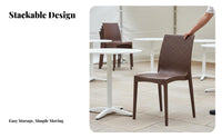 Commercial Grade Woven-Look Stacking Chair Lightweight Stackable Woven Chair Waterproof Outdoor Furniture Ready to Use for Event Planners, Restaurant Owners, Homeowners, Wedding Banquet, Exhibition Hall, Dining Room, Office