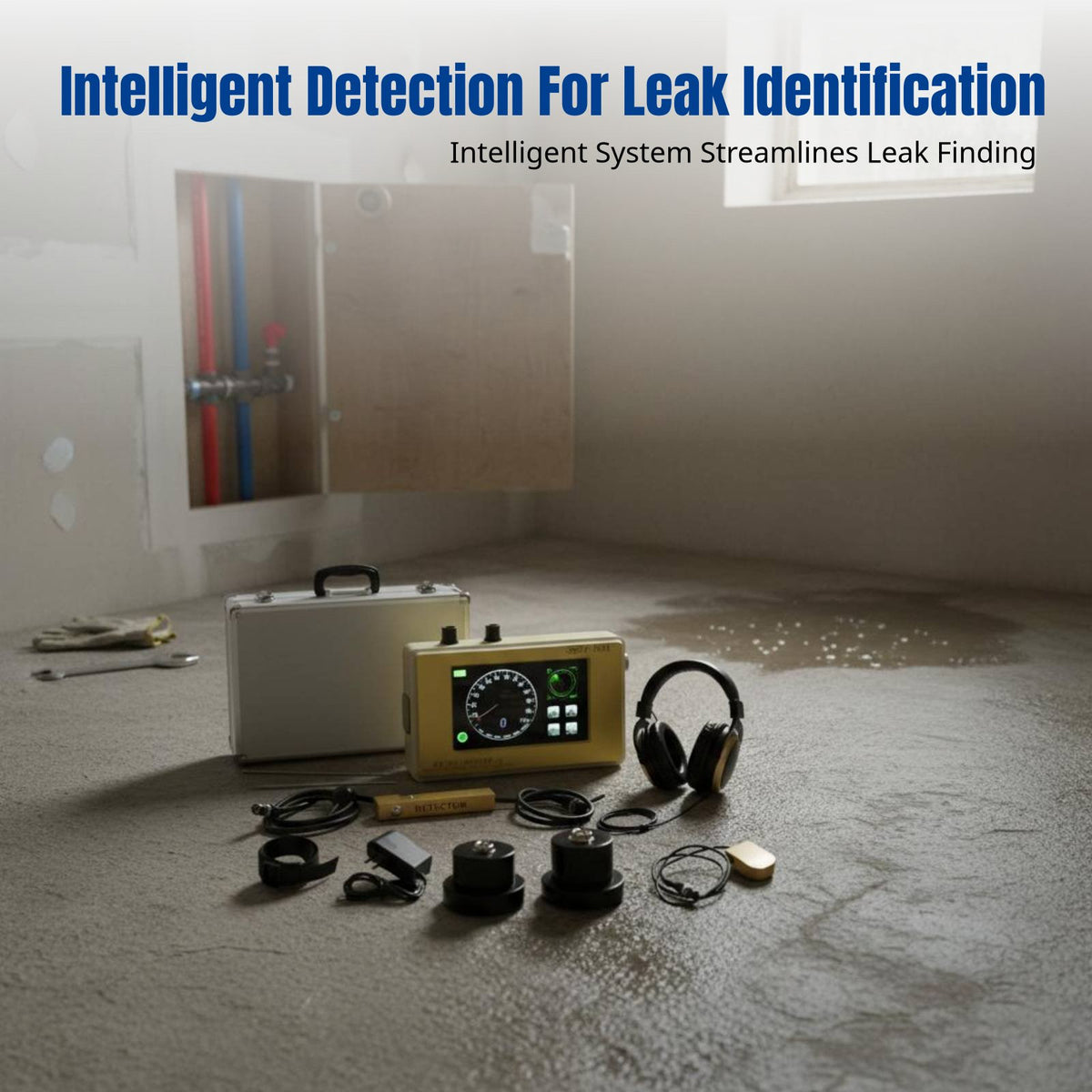 Indoor Outdoor Leak Detector, Pipeline Leak Detection Device, Tiny Leak Positioning for Floor Heating and Water