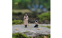 2 Pieces 1/64 Scale Figure Painted tiny people model Collectible Figures for Hobbyists, Tabletop Display