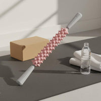Seamless Rolling Spiky Massage Roller Stick Pain Relief Handheld Muscle Roller Soft Rubber Handle Fitness Equipment for Athletes