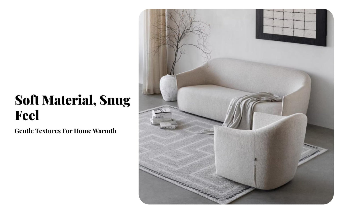 Curved configurable Sectional Rustic Minimalist design aesthetic Curved configurable Lounger Nordic artistic design Upholstered Sofa for Families, Homeowners, Lounge Area, Bedroom